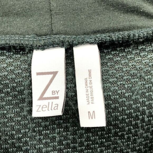 Z By Zella Sheila Fleece Hooded Pullover Contrast Detail Crop Women's Green - Picture 5 of 7